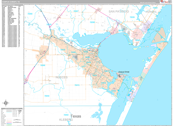 Corpus Christi Wall Map